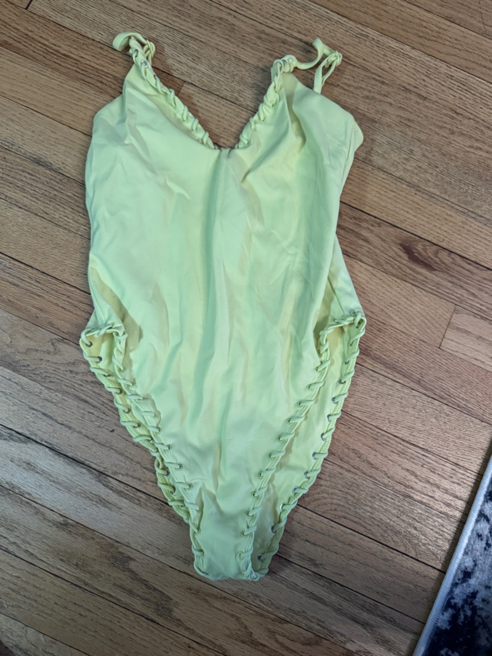 Good American Lemon Yellow One-Piece Swimsuit with Side Lace-Up